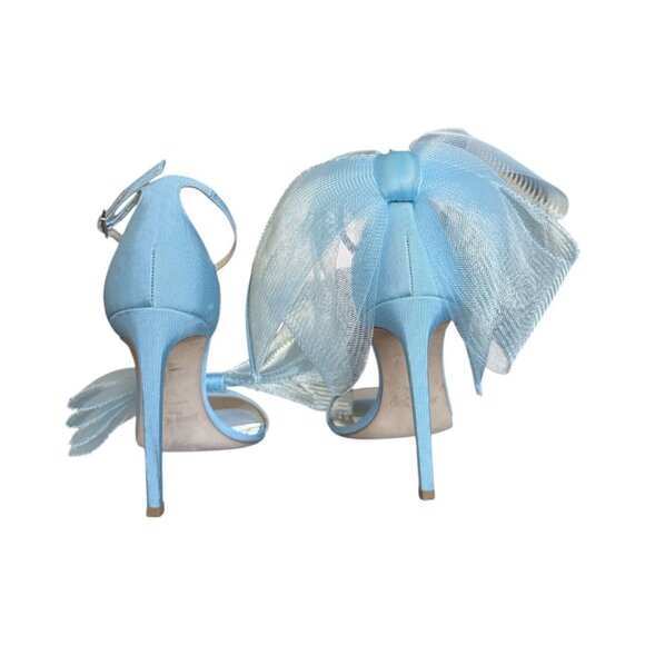 JIMMY CHOO Aveline Bow Sandals EU 39 US 9 Blue Wedding Bridal Heel - Picture 8 of 9